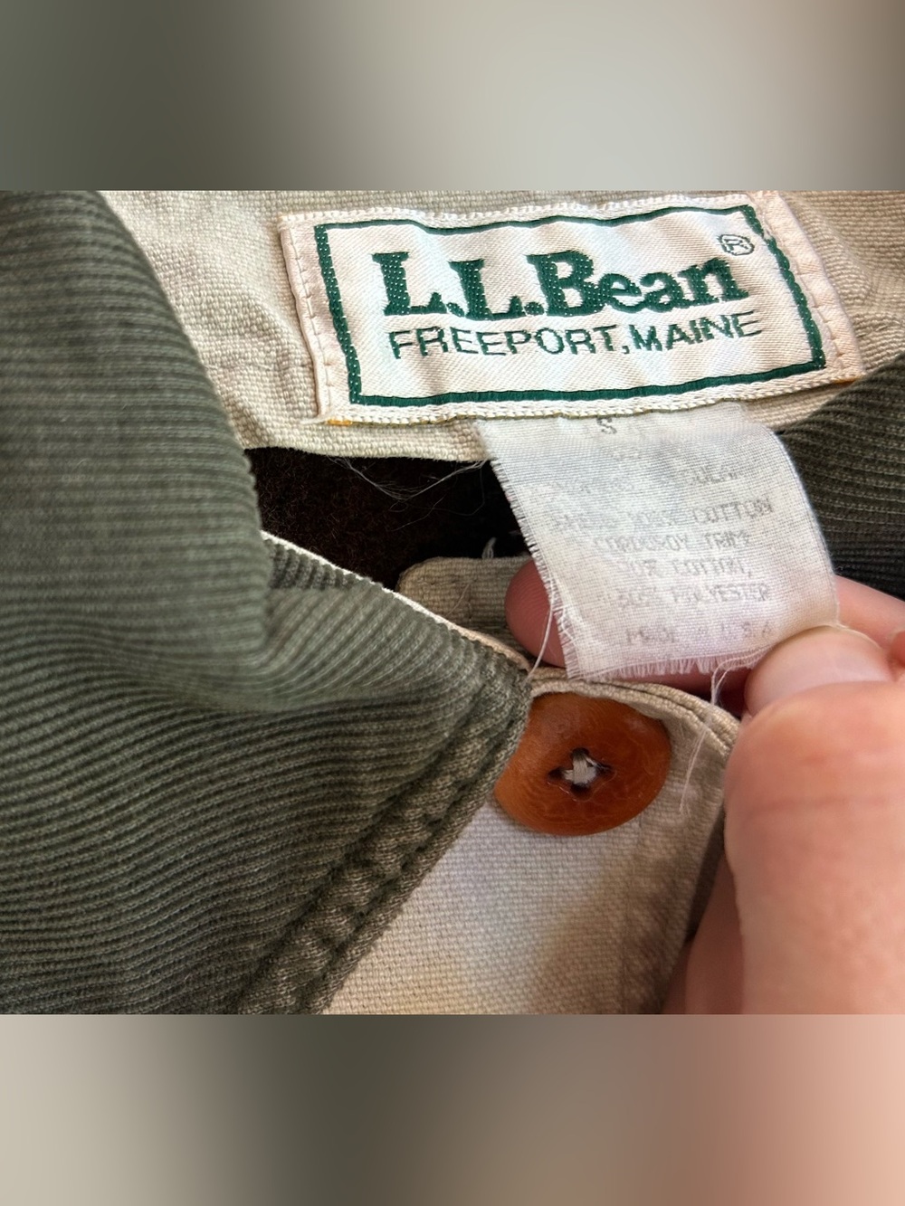 Made in USA LL Bean Vintage Chore Coat Barn Jacket Beige S - Picture 7 of 13